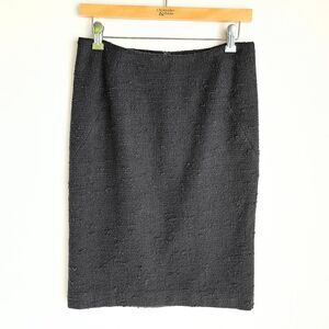 Theory Wool Blend Pencil Straight Skirt Womens 4 Black Knee Length